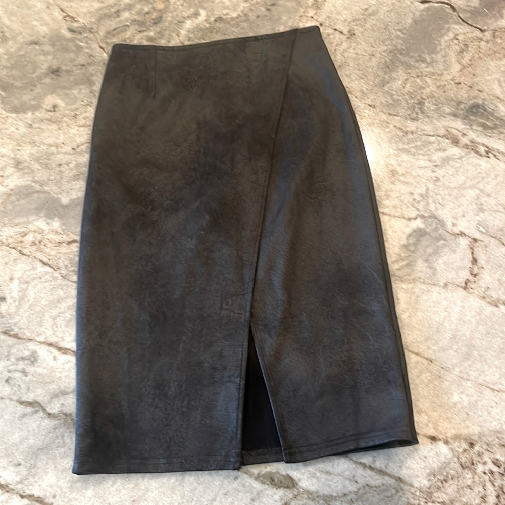 Free People faux leather wrap front pencil skirt. New with tags.